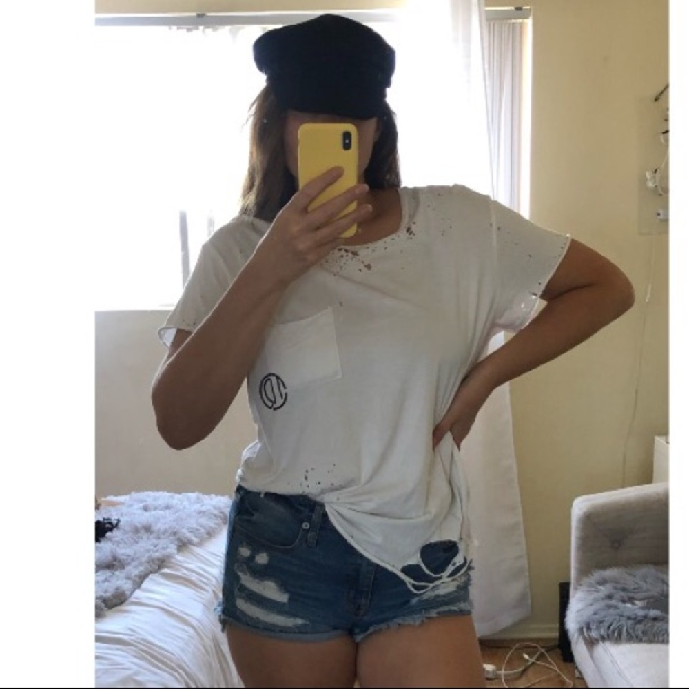 True Religion distressed white t shirt